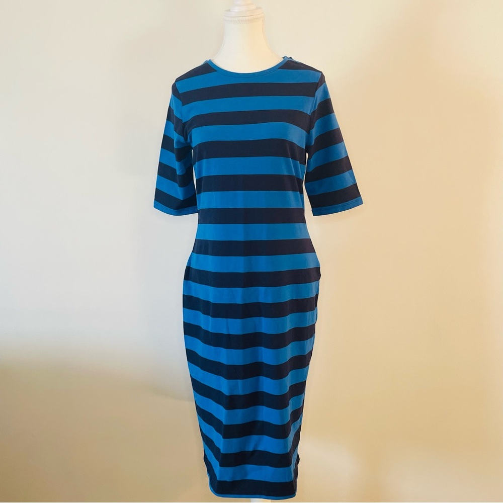 NEW Summer Midi T-Shirt Dress 95% Cotton Blue Navy a new day Women’s Small
